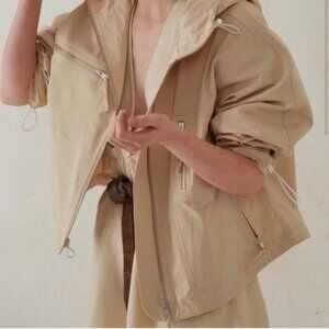 NWT | Thakoon Cotton Zip Up‎ Jacket in Linen Tan Color Small